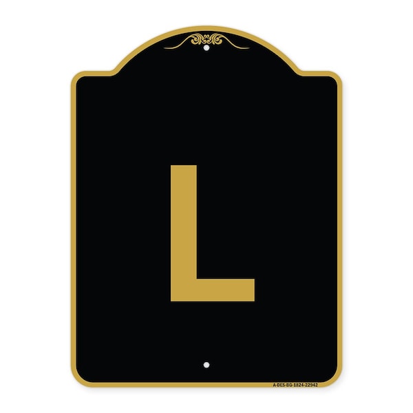 Signmission Designer Series Sign-Sign W/ Letter L, Black & Gold Aluminum Sign, 18" x 24", BG-1824-22942 A-DES-BG-1824-22942 - main